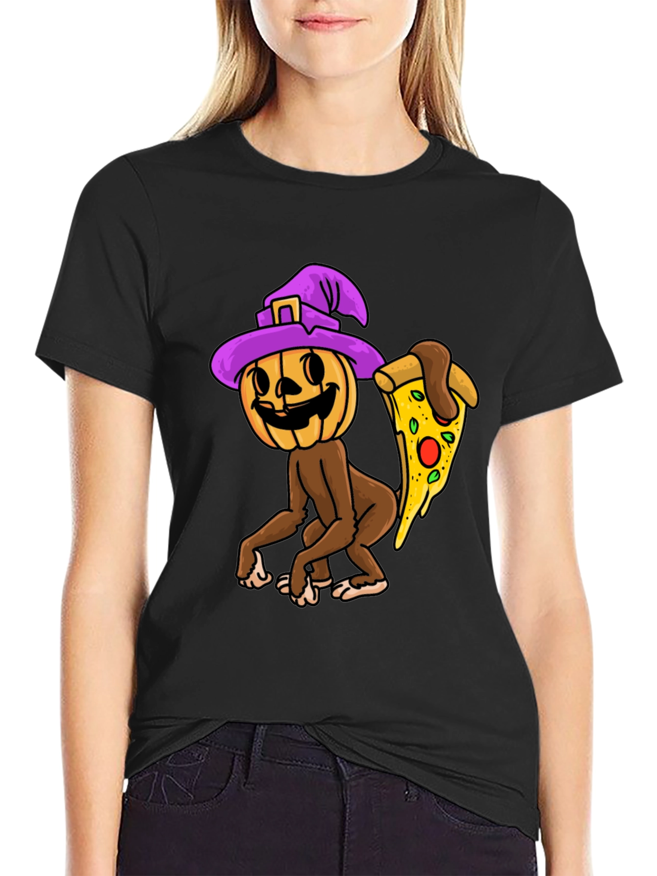 Pumpkin Witch Pizza T-Shirt
