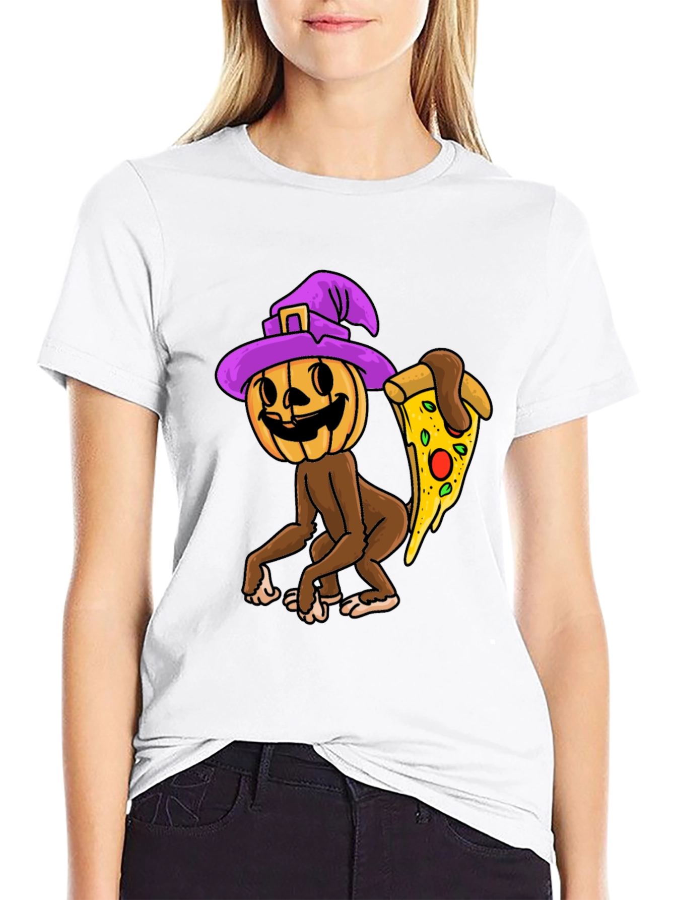 Pumpkin Witch Pizza T-Shirt