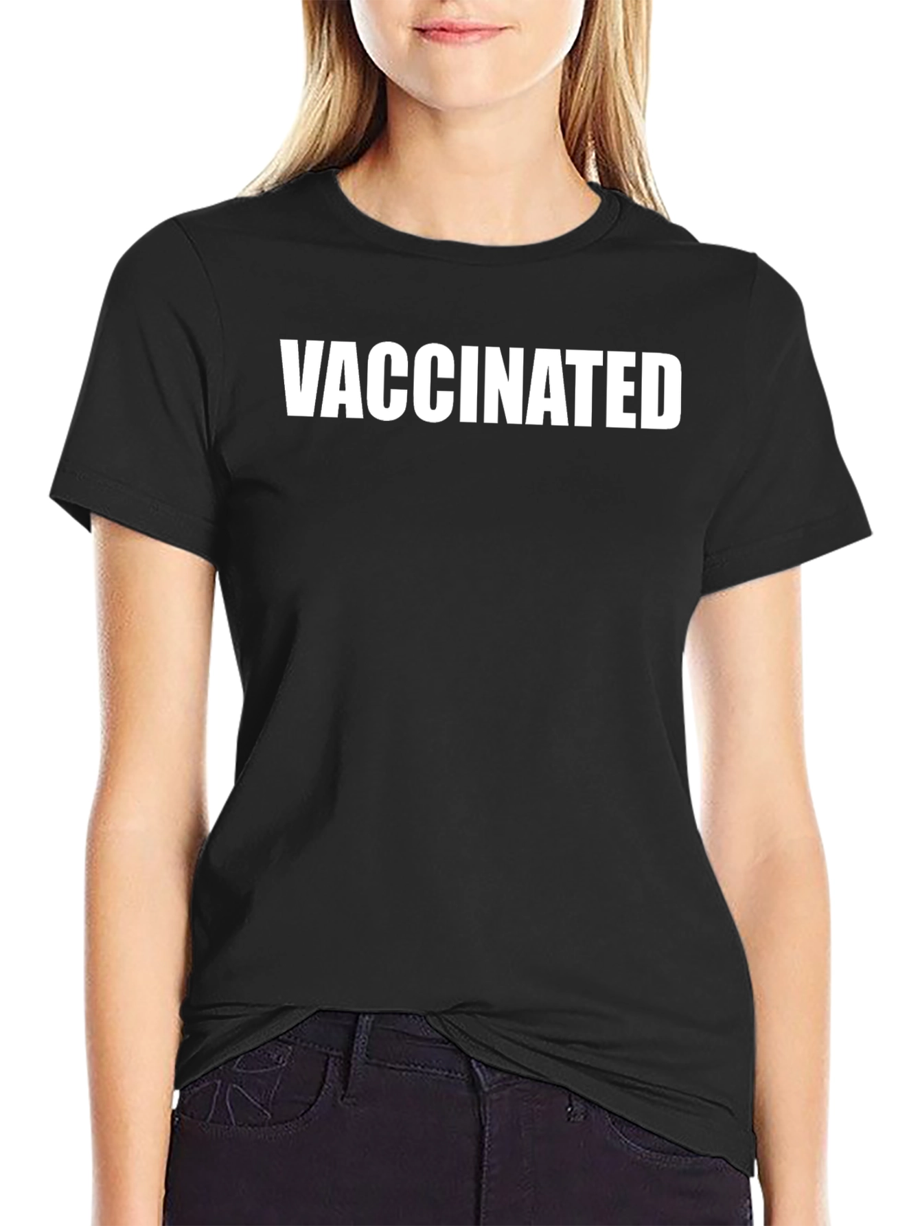 Vaccinated Black T-Shirt - Show Your Status