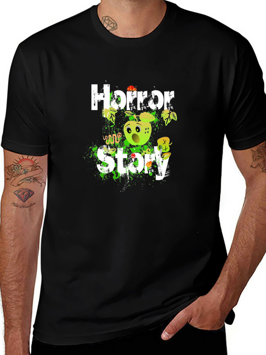Horror Story Graphic Tee - Creepy Apple Design