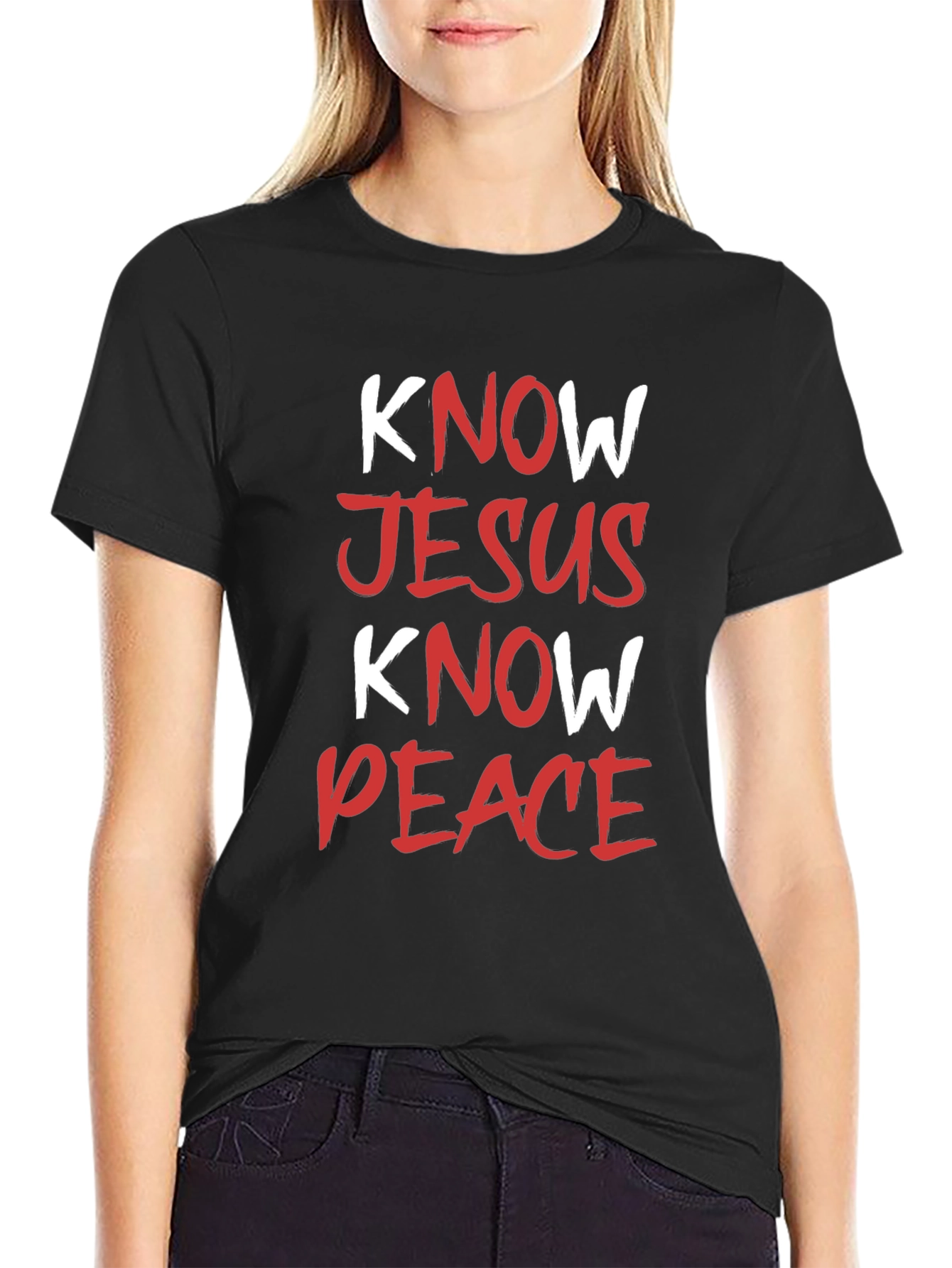 Know Jesus Know Peace Black T-Shirt