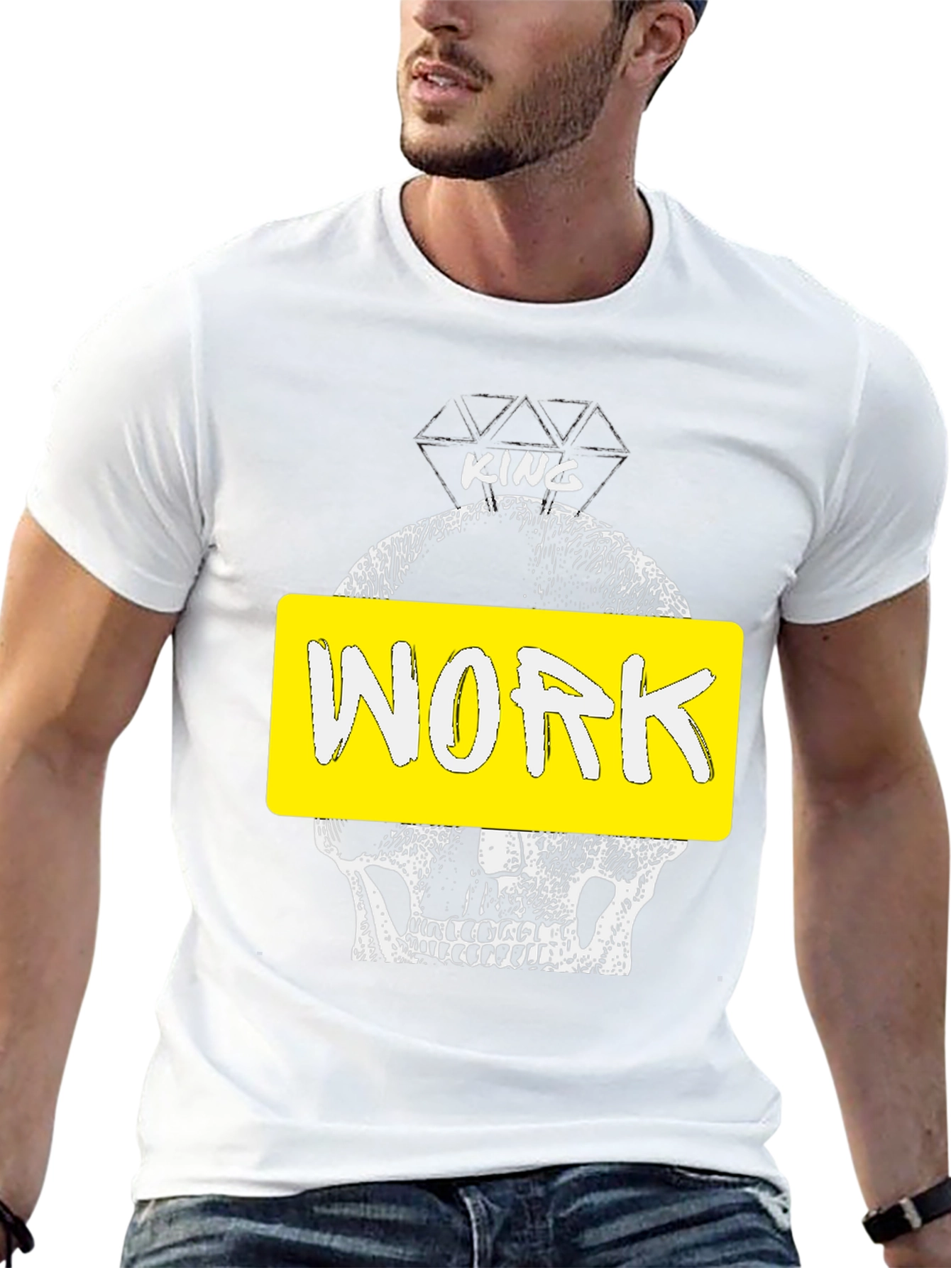 King Work Graphic Tee - Skull Design