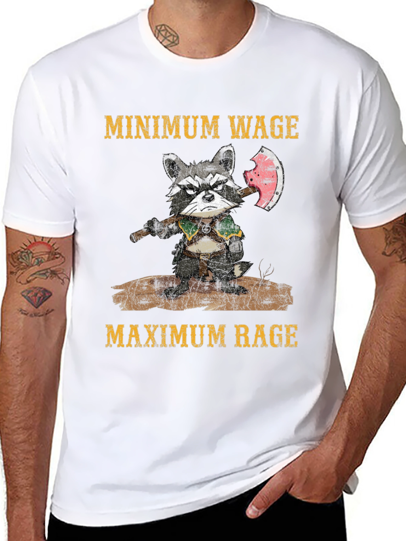 Minimum Wage Maximum Rage Raccoon T-Shirt