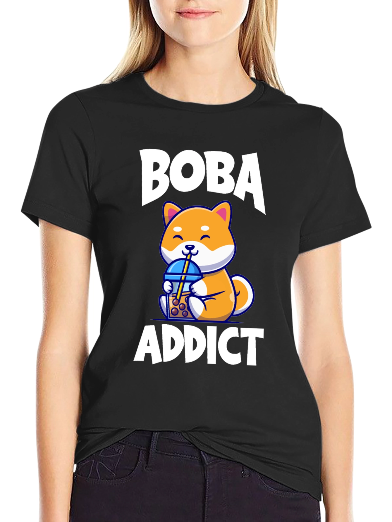 Boba Addict Cute Dog T-Shirt