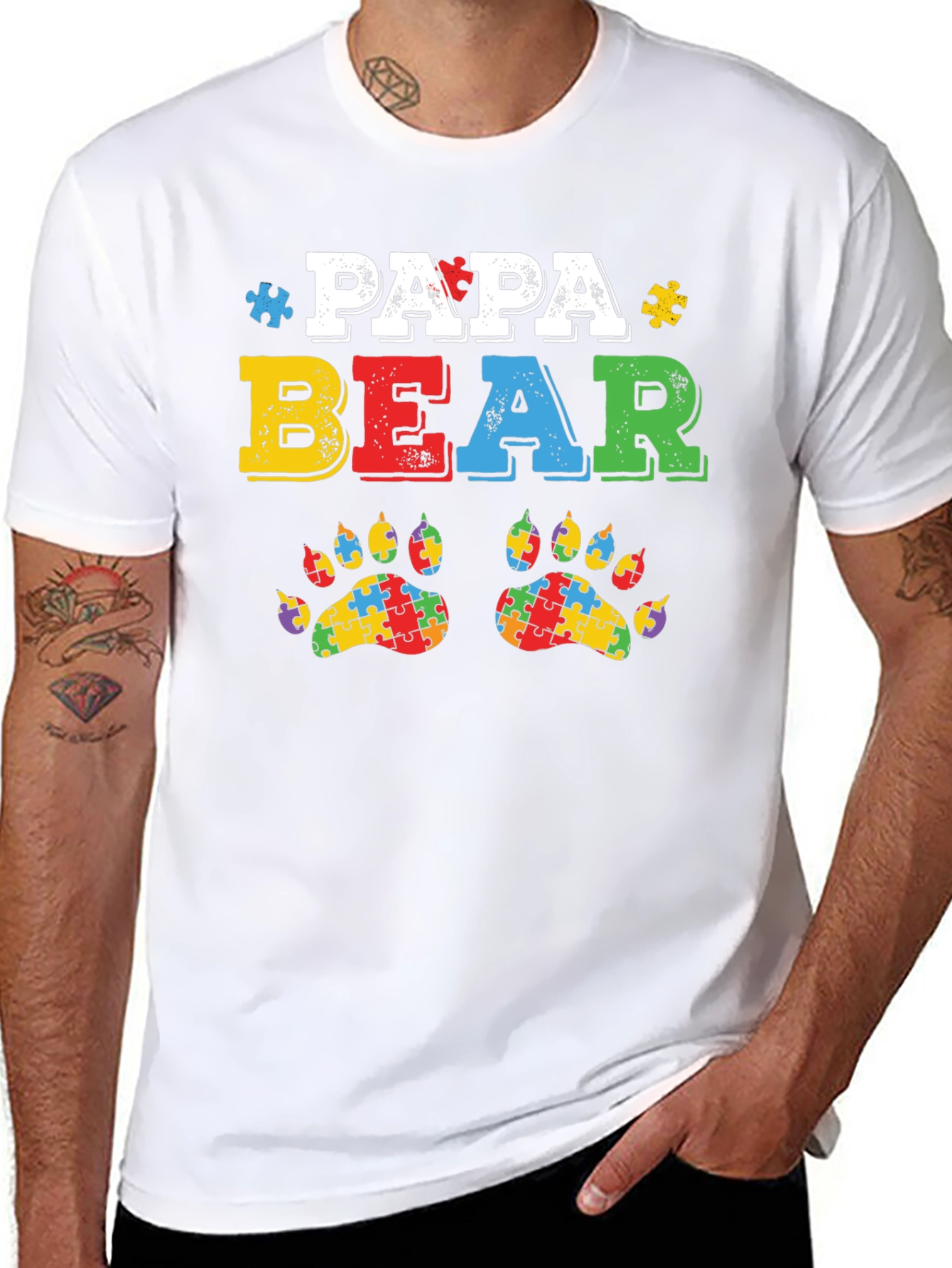 Papa Bear Autism Awareness T-Shirt