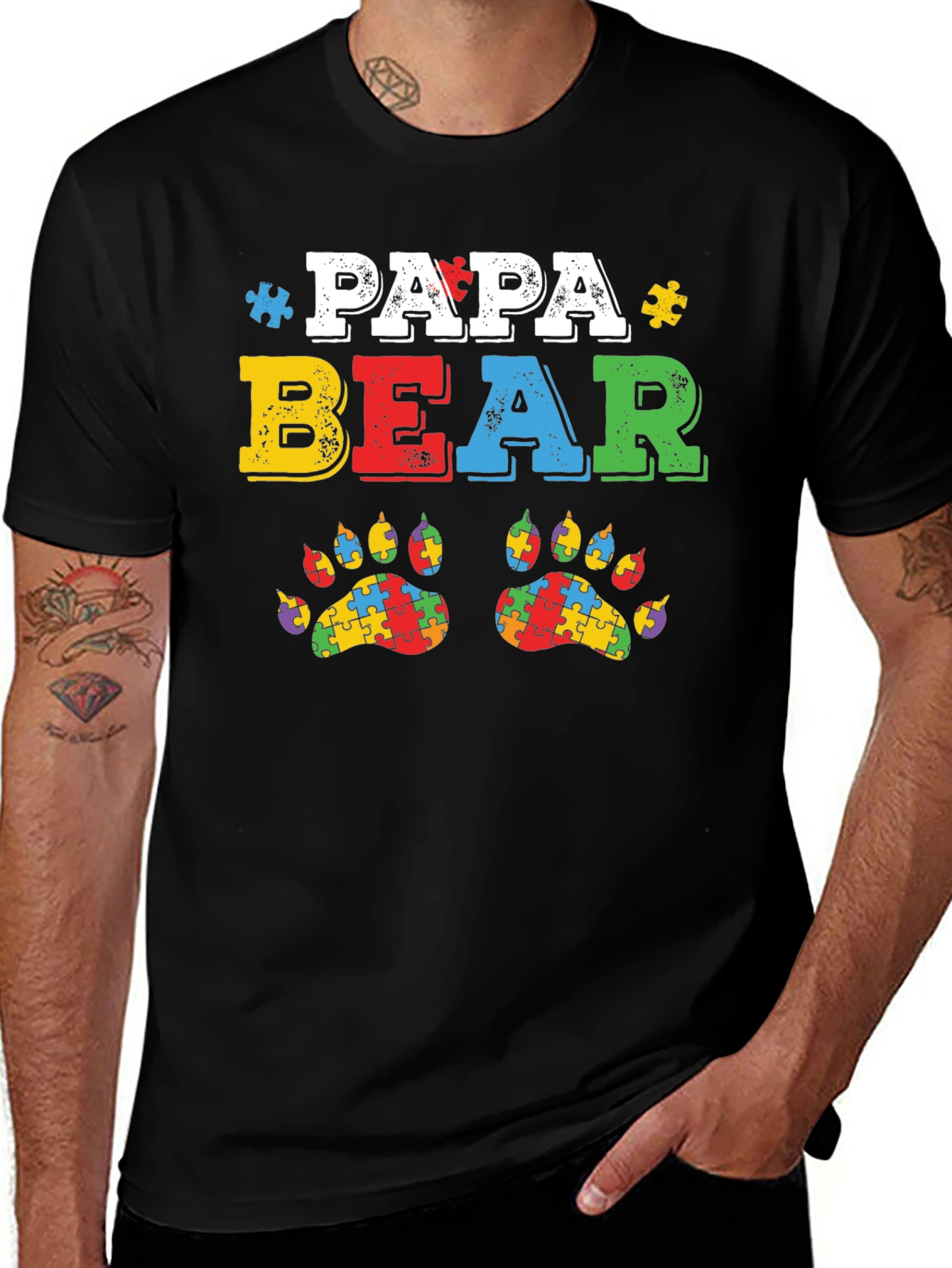 Papa Bear Autism Awareness T-Shirt