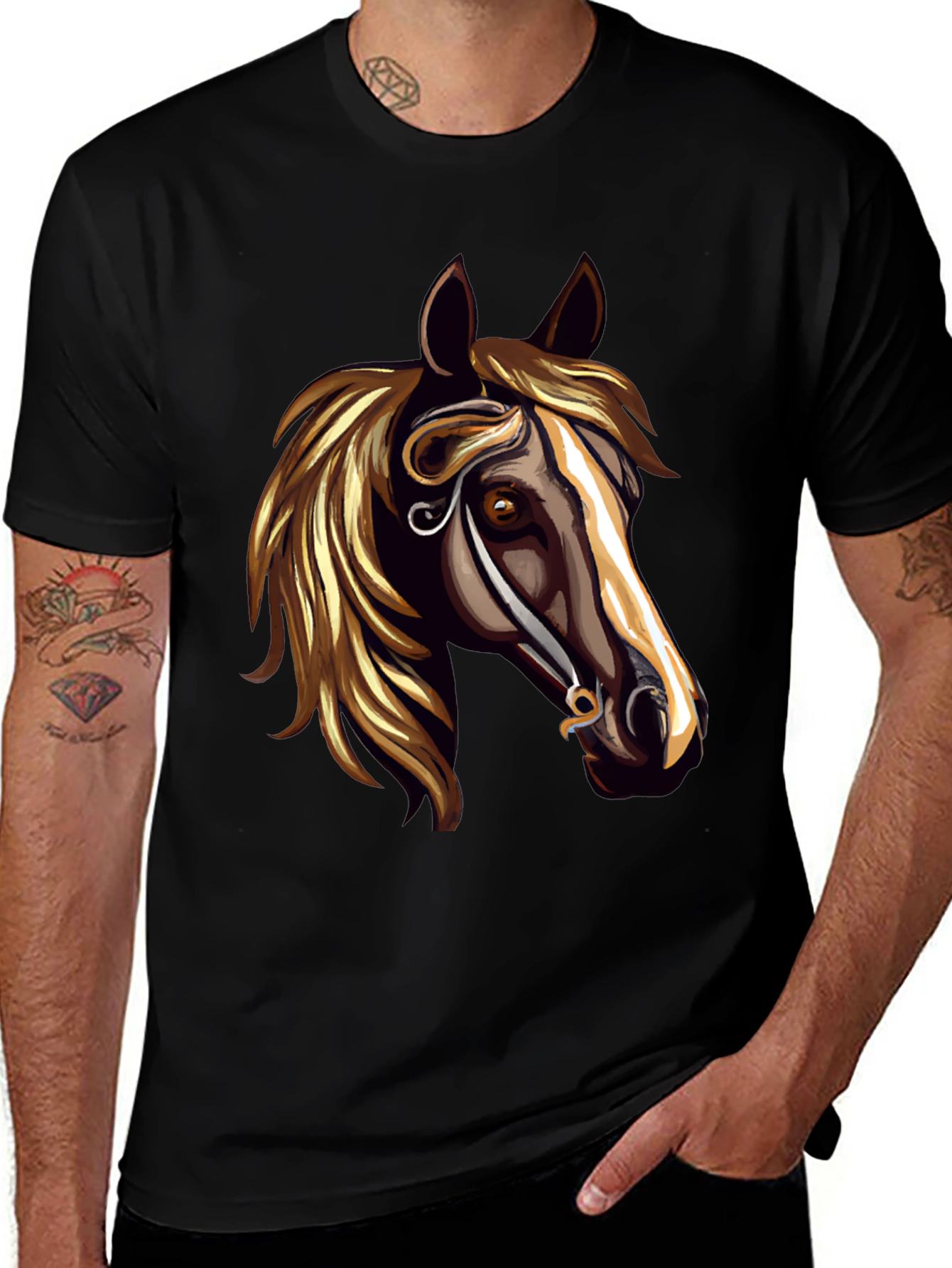 Horse Head Graphic Black T-Shirt