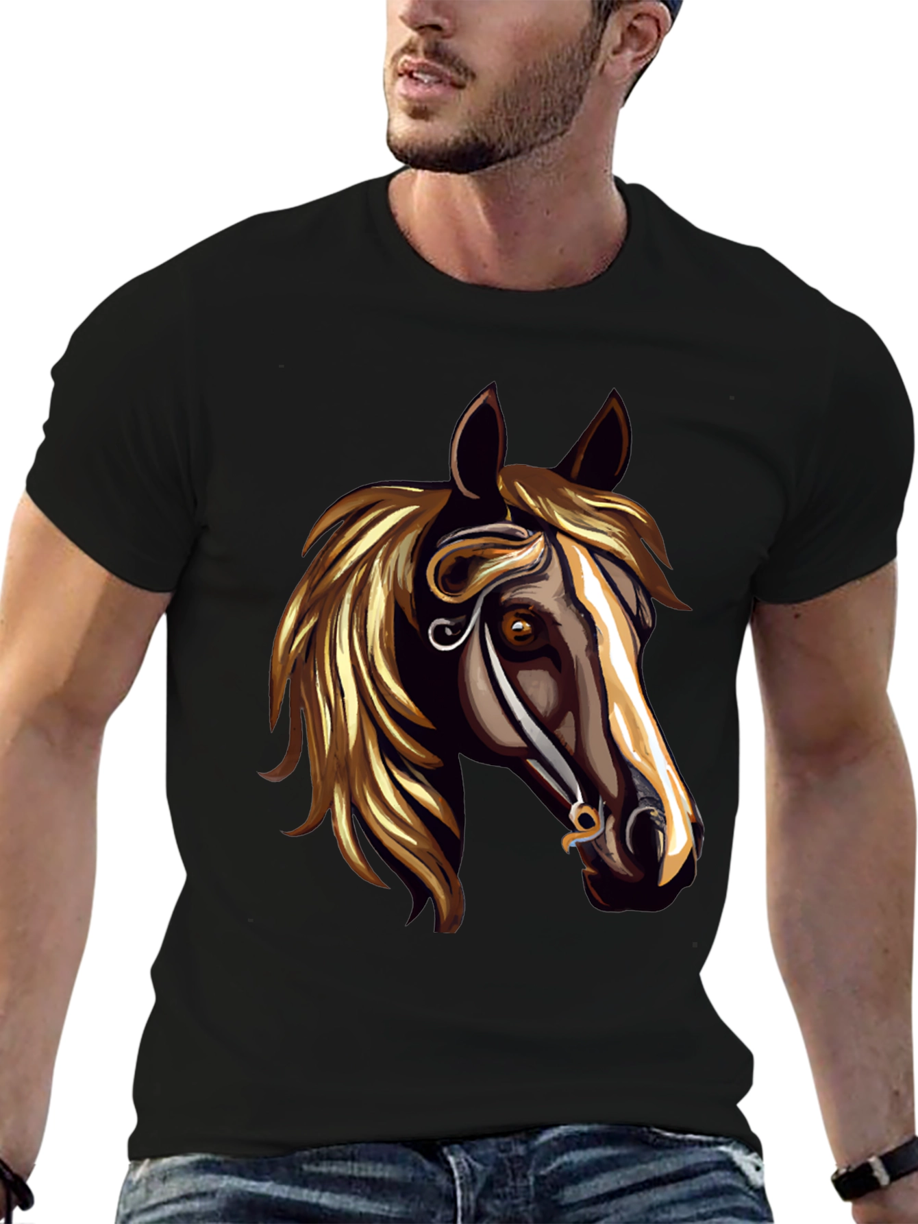Horse Head Graphic Black T-Shirt