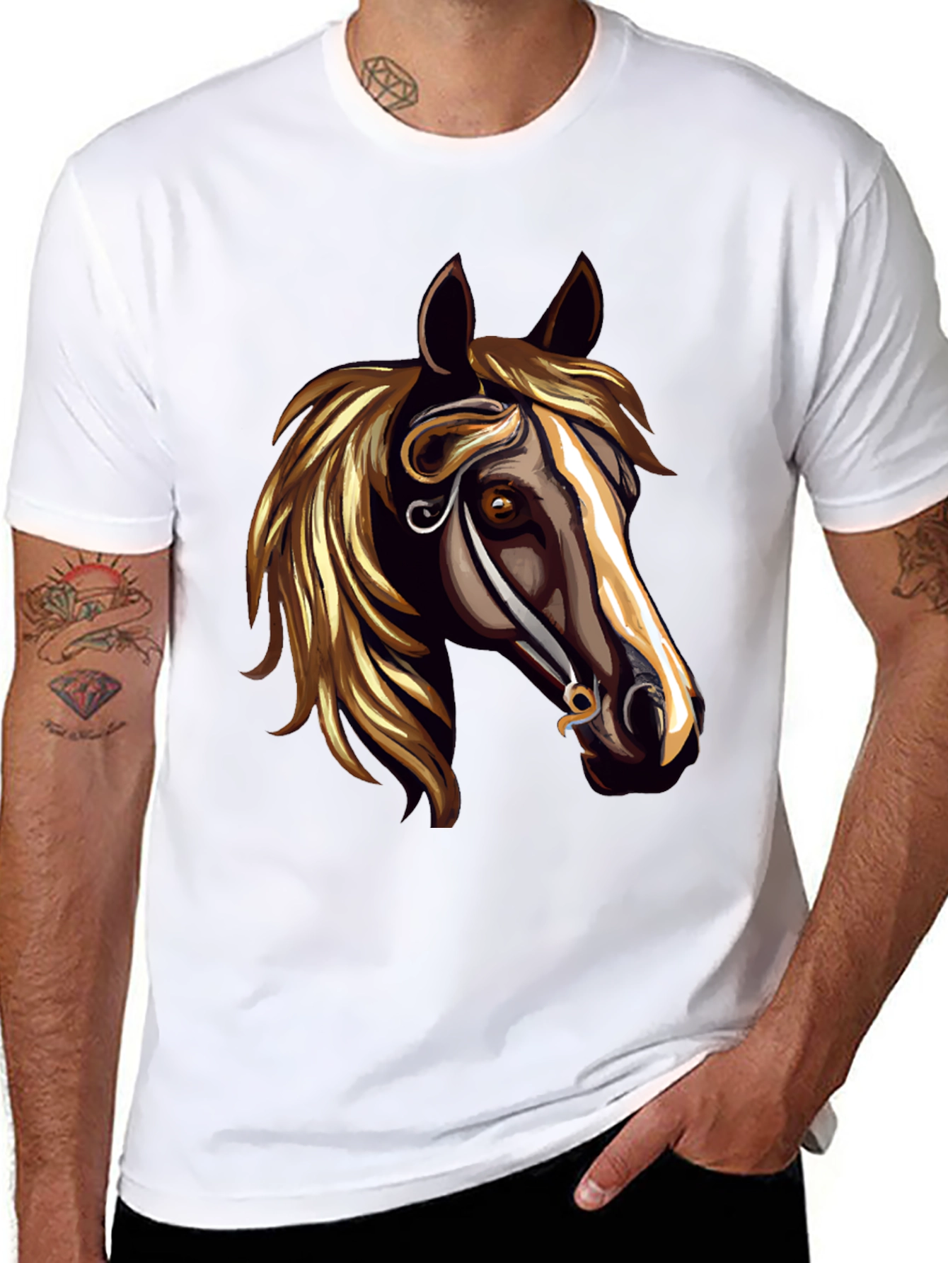 Horse Head Graphic Black T-Shirt