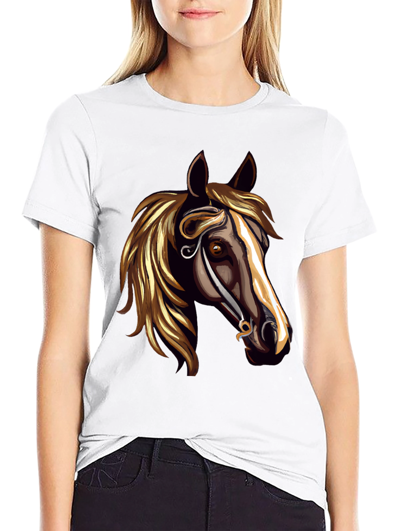 Horse Head Graphic Black T-Shirt