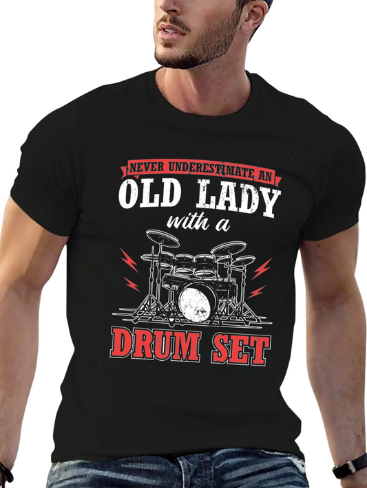 Funny Old Lady Drummer T-Shirt