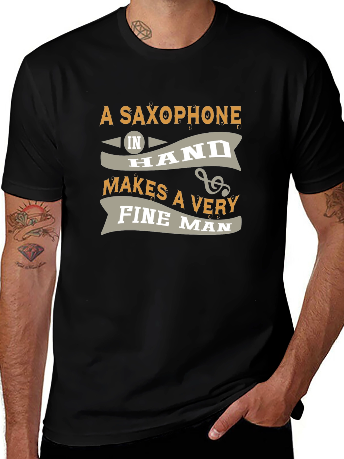 Saxophone Man Black Graphic Tee