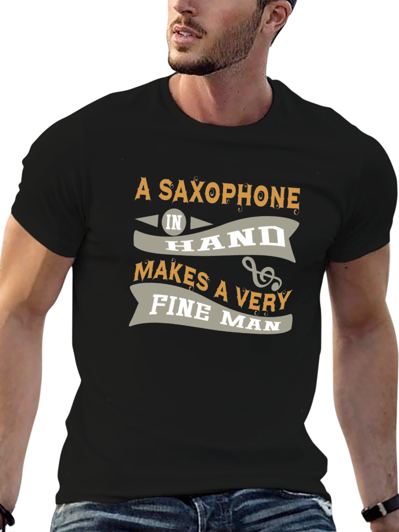 Saxophone Man Black Graphic Tee