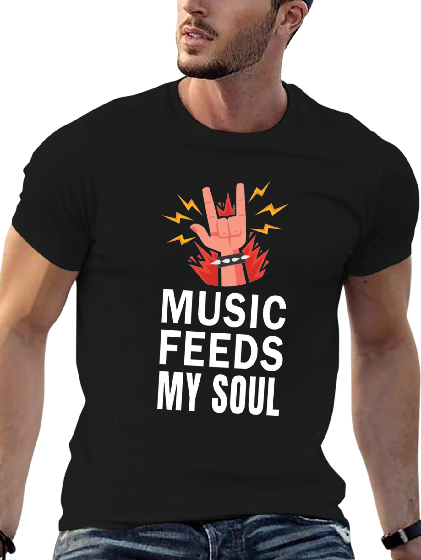 Music Feeds My Soul Graphic Tee - Black