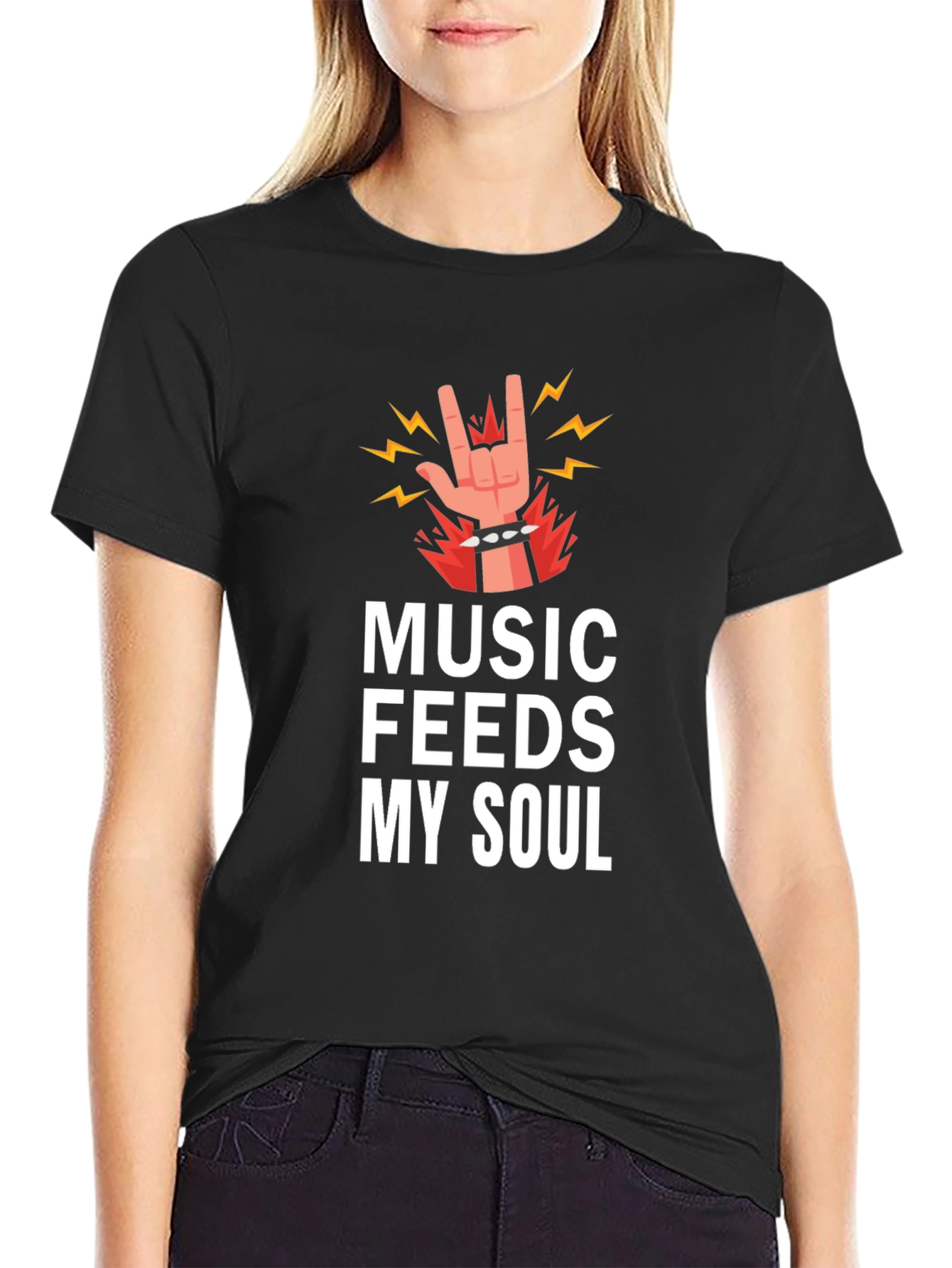 Music Feeds My Soul Graphic Tee - Black