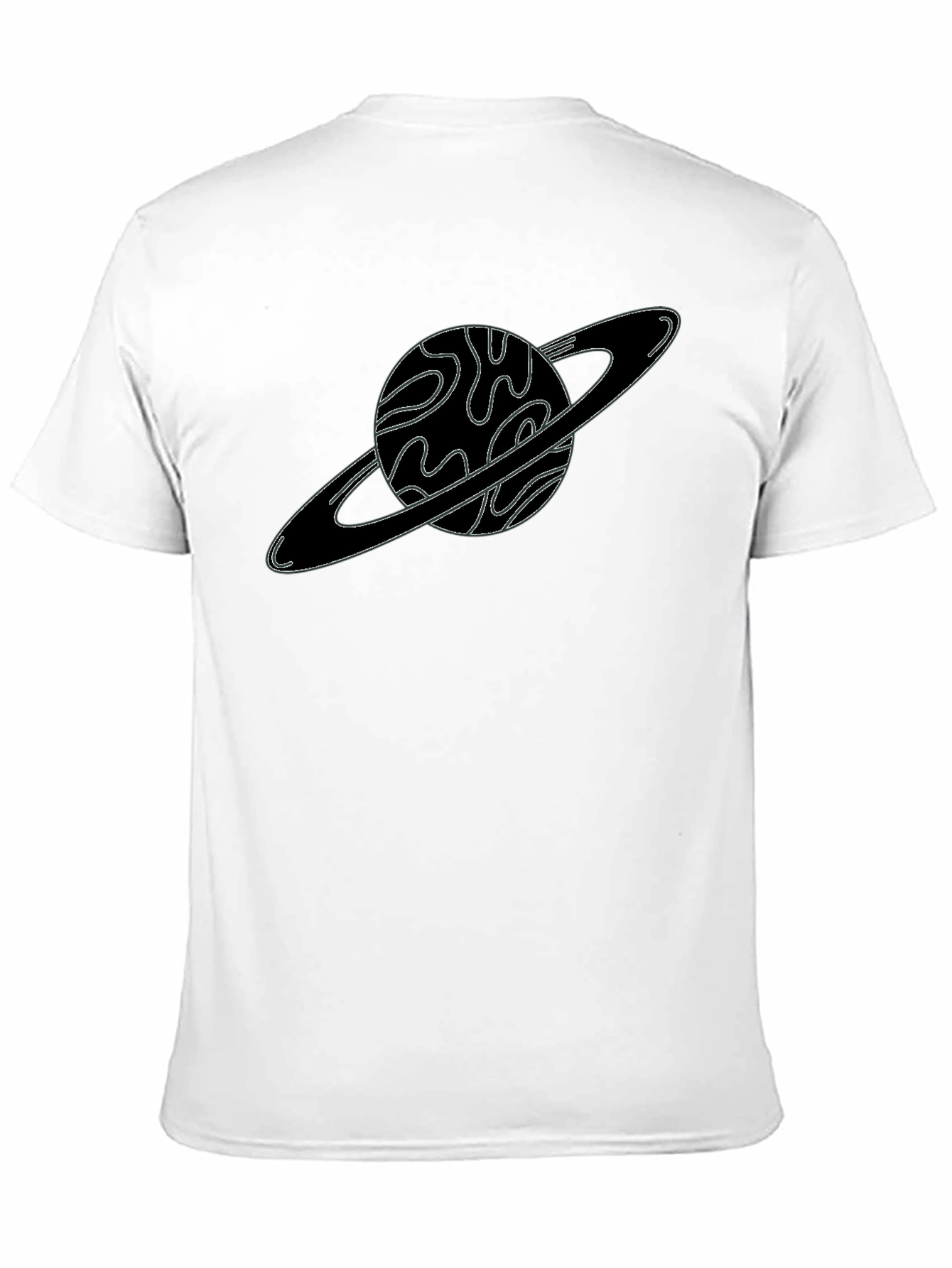 Planet Saturn Graphic Tee - Trendy Black T-Shirt