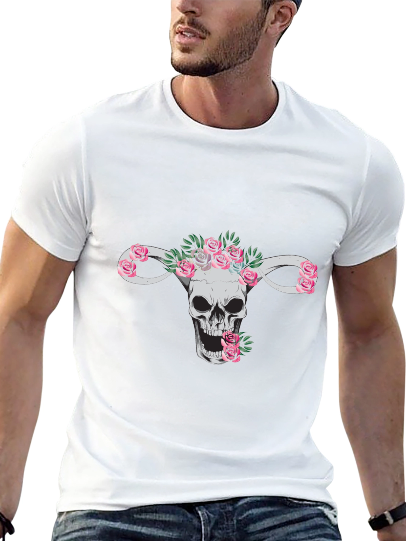 Floral Skull Uterus T-Shirt - Anatomy Tee
