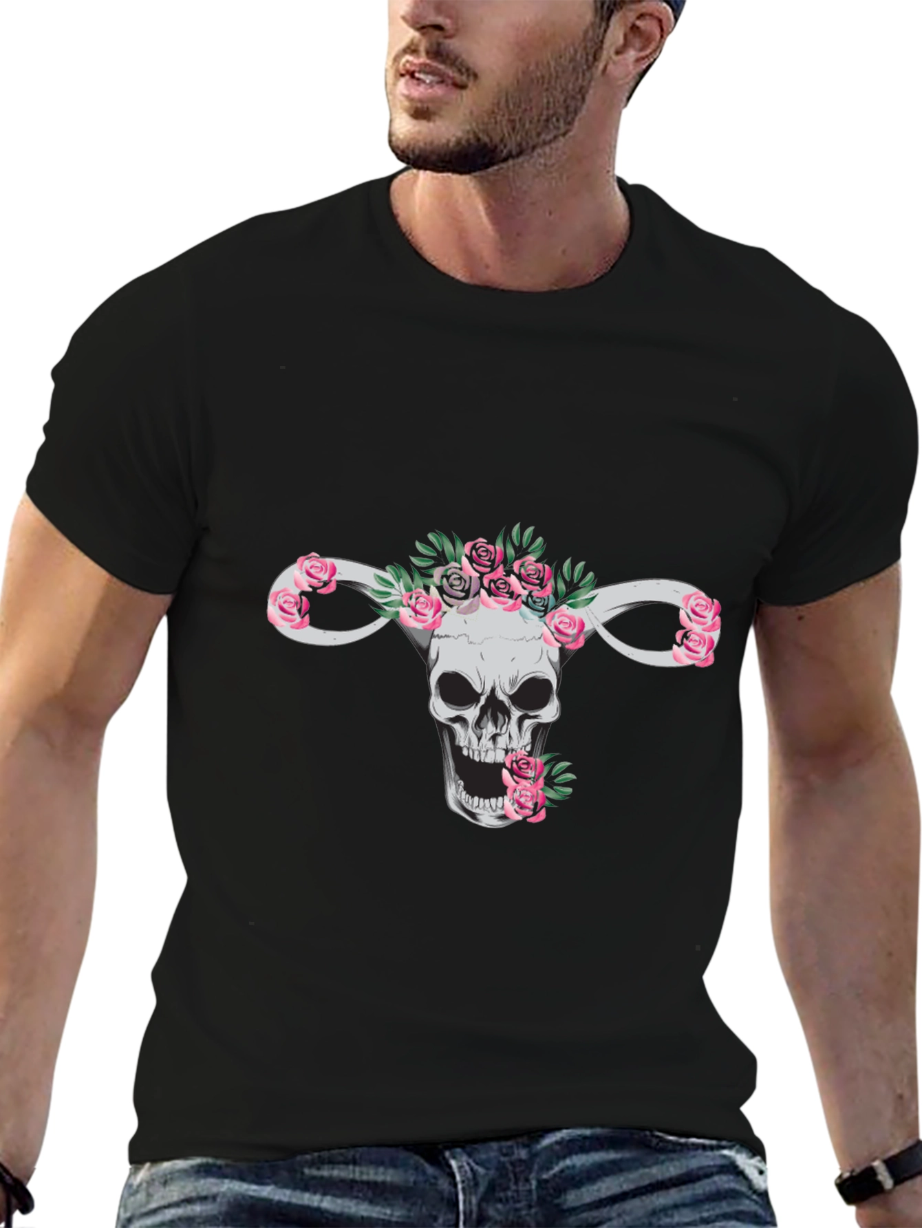 Floral Skull Uterus T-Shirt - Anatomy Tee