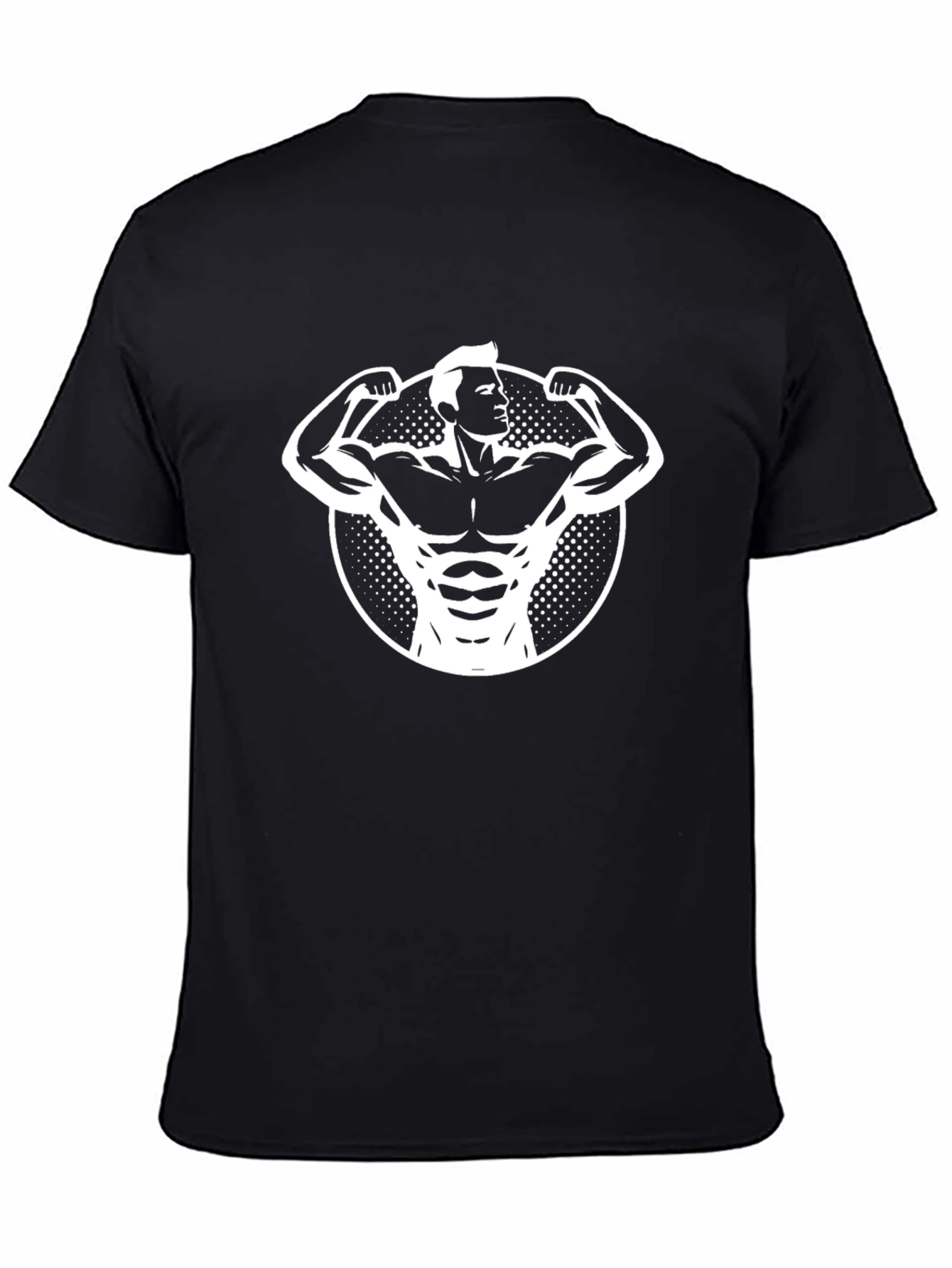 Black T-Shirt with Bodybuilder Graphic