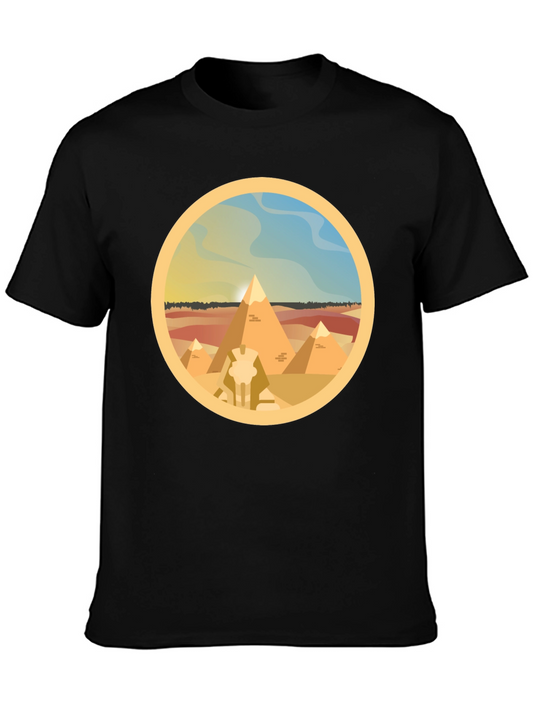 Egyptian Pyramids Graphic T-Shirt - Black Cotton Tee