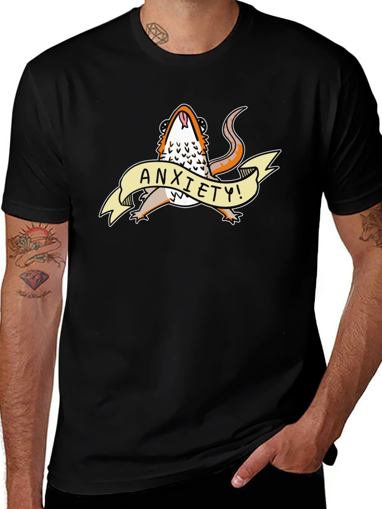 Anxiety Lizard Black T-Shirt