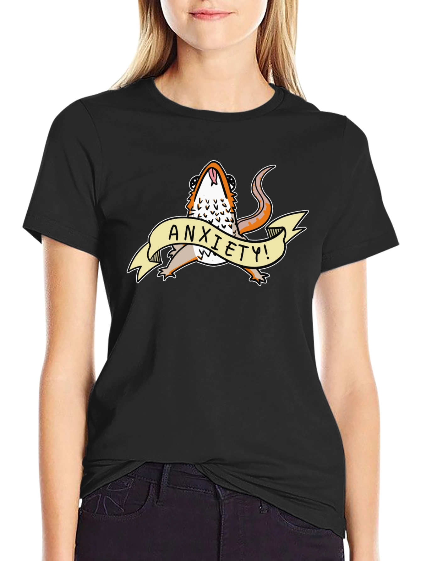 Anxiety Lizard Black T-Shirt