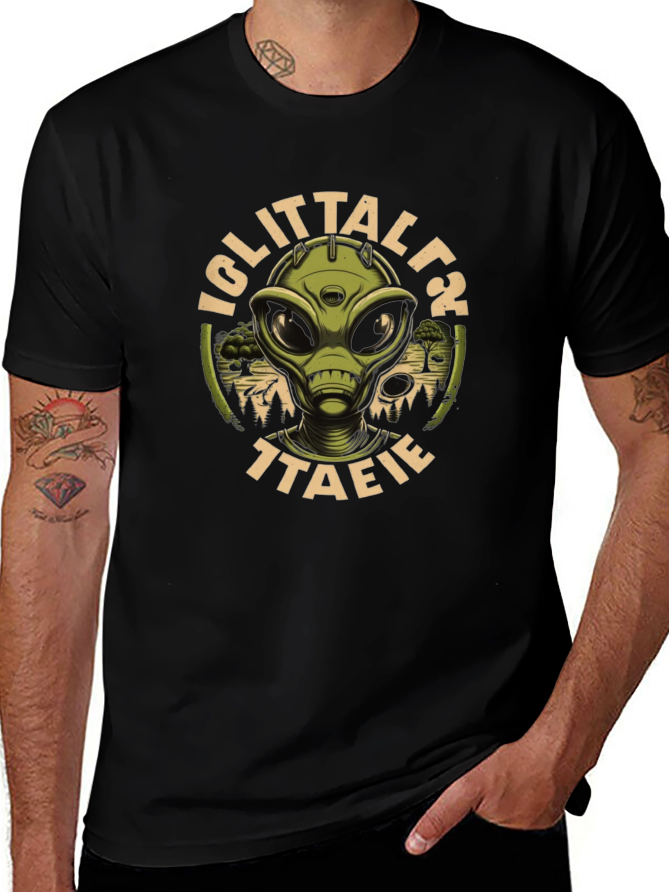 Iglittalt Alien Graphic Black T-Shirt