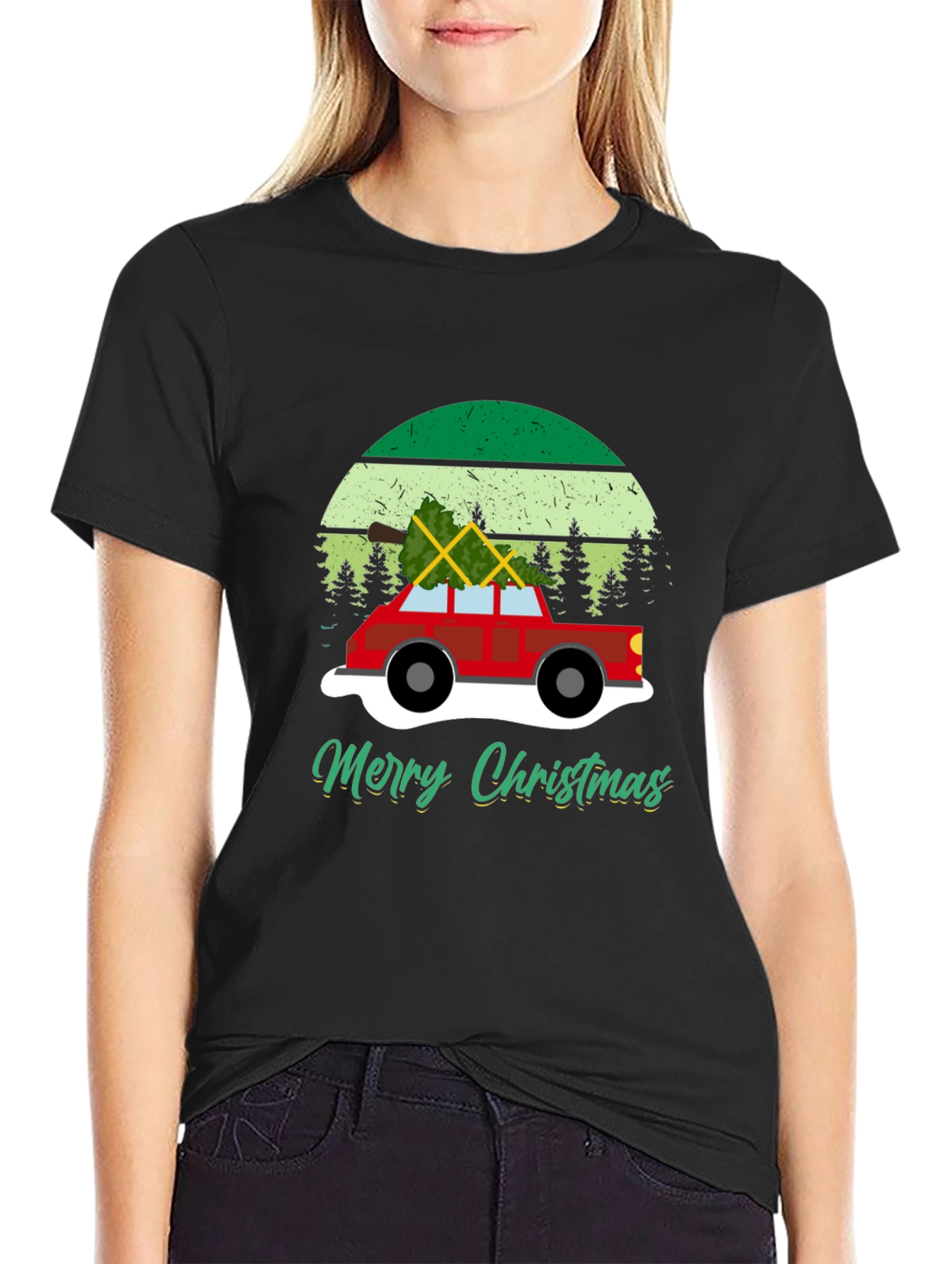 Merry Christmas Car T-Shirt - Holiday Tee