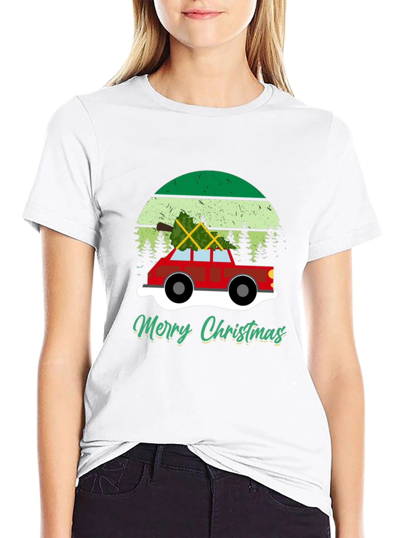 Merry Christmas Car T-Shirt - Holiday Tee