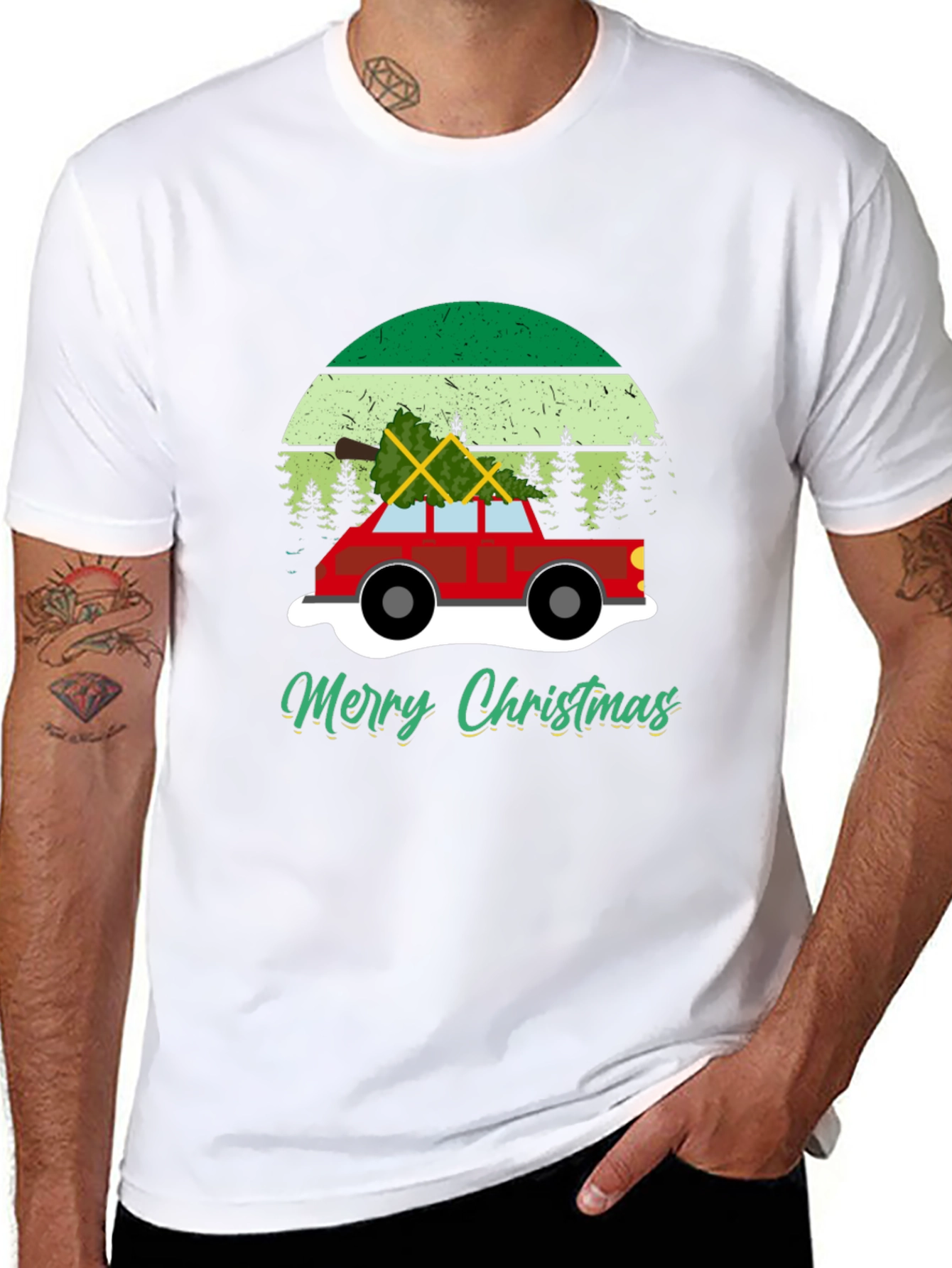 Merry Christmas Car T-Shirt - Holiday Tee