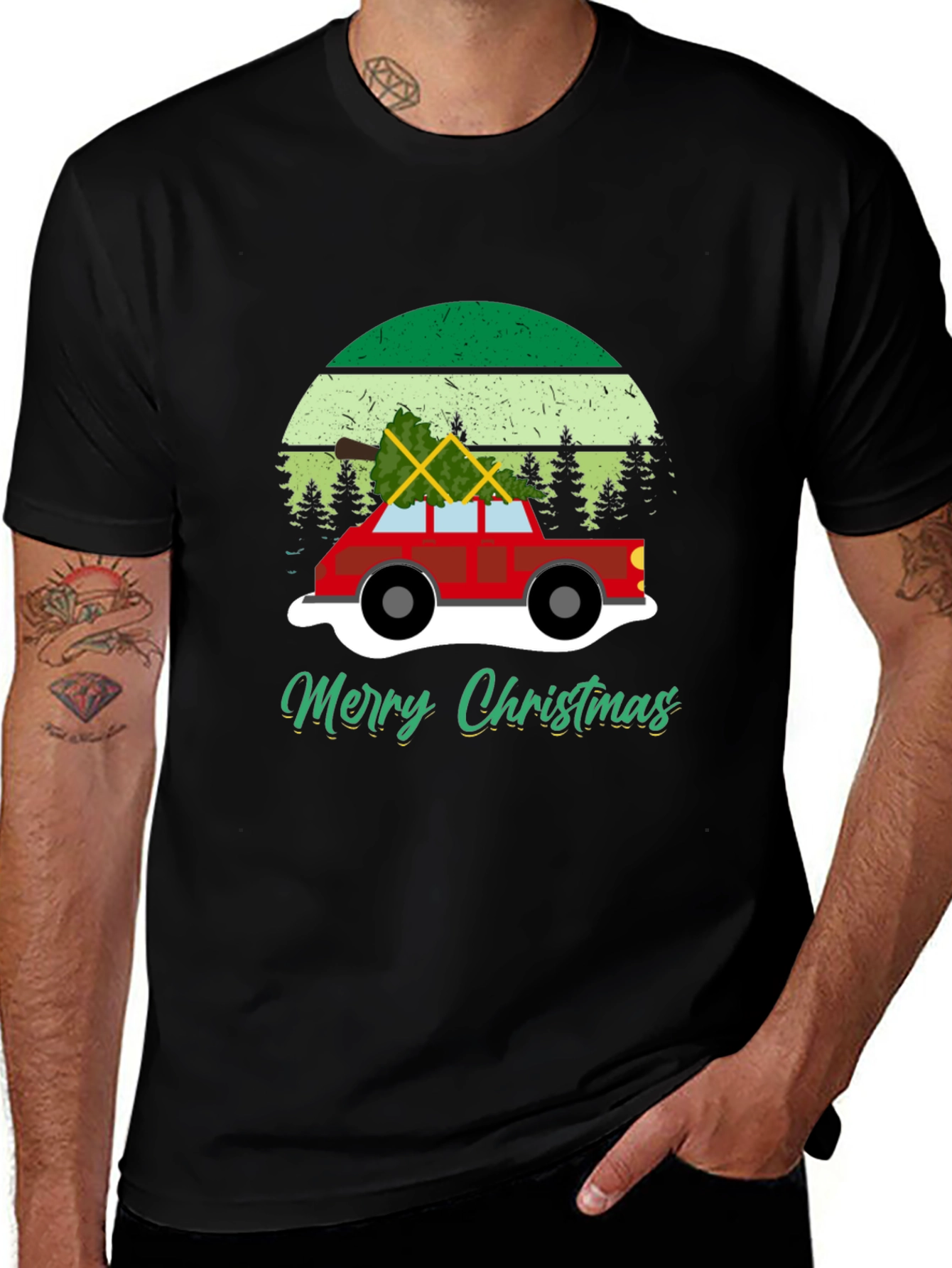 Merry Christmas Car T-Shirt - Holiday Tee