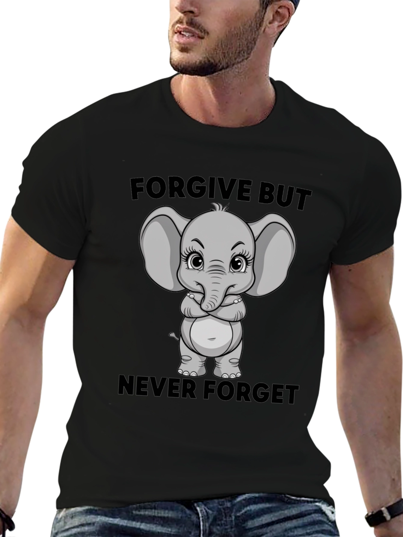 Elephant Forgive But Never Forget Graphic T-Shirt
