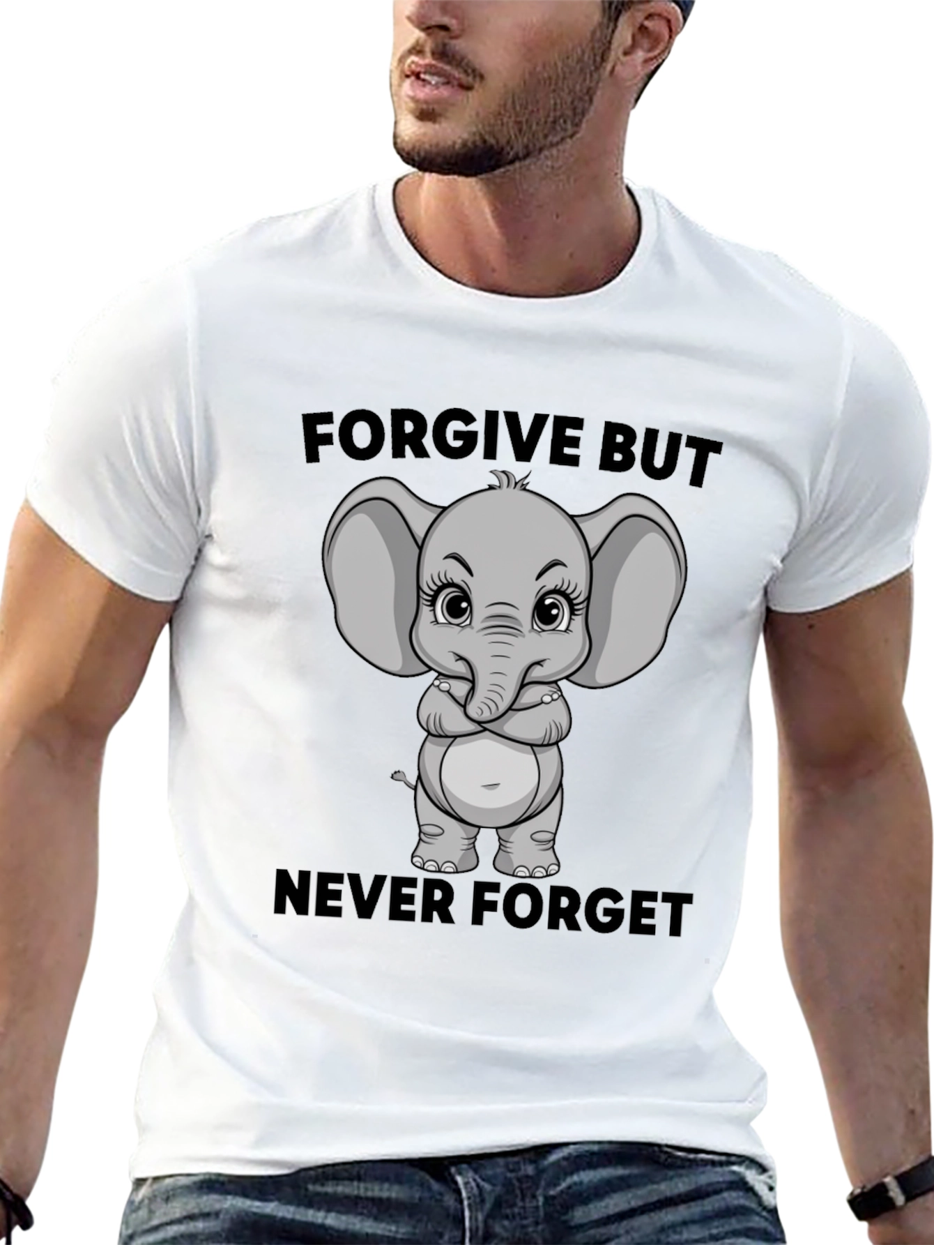 Elephant Forgive But Never Forget Graphic T-Shirt