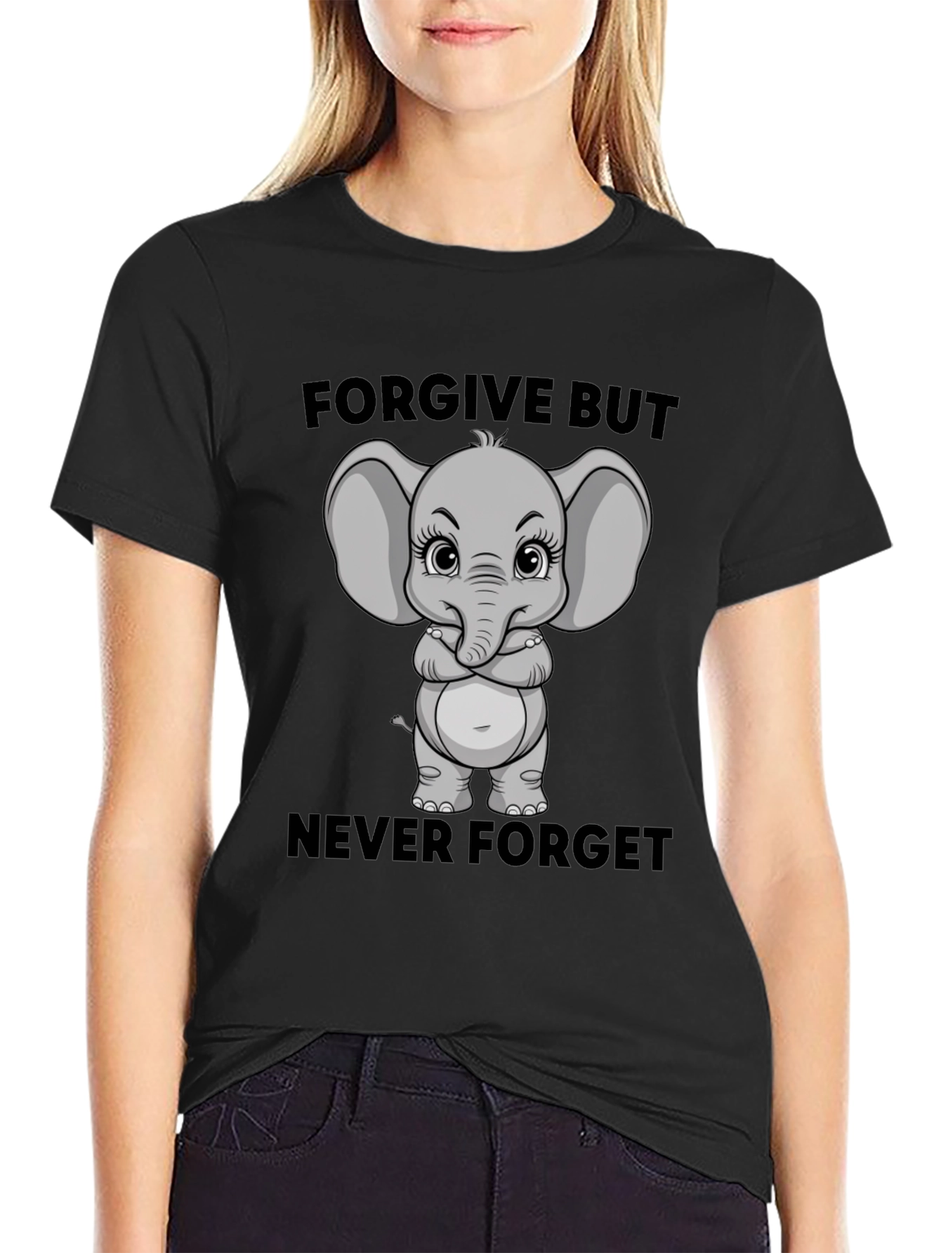 Elephant Forgive But Never Forget Graphic T-Shirt