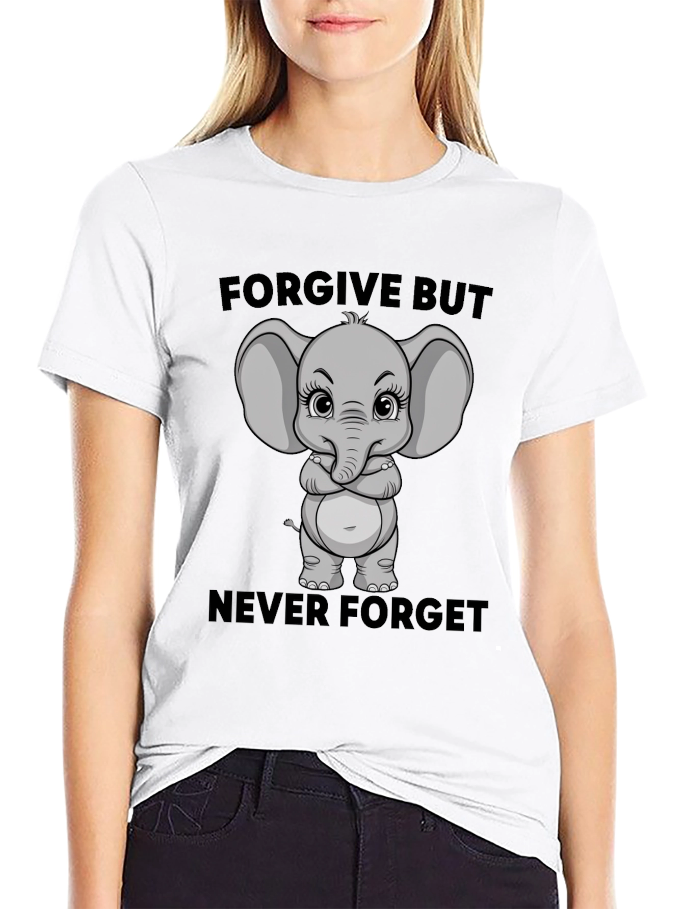 Elephant Forgive But Never Forget Graphic T-Shirt