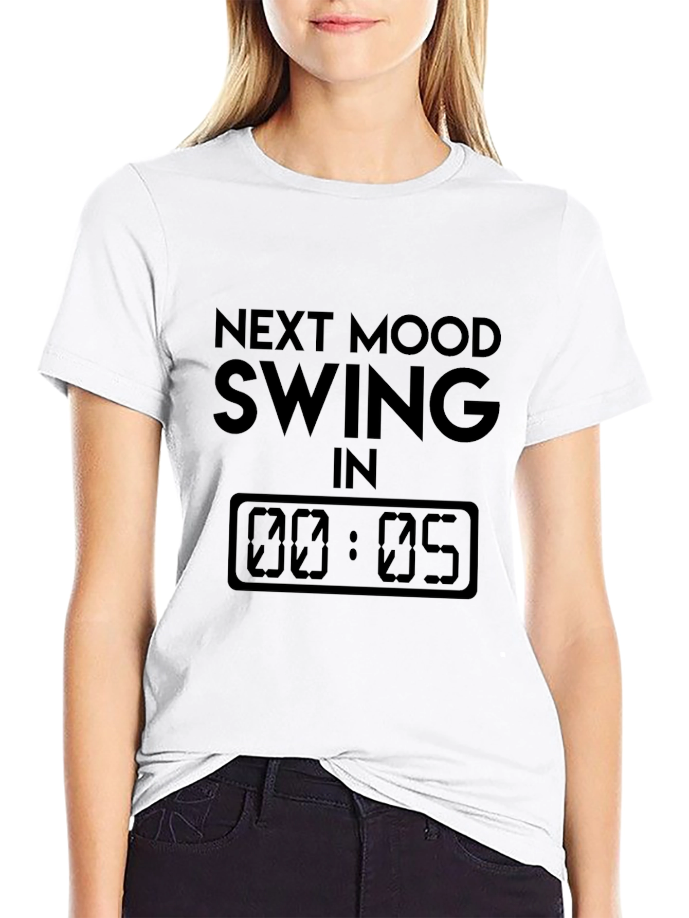Humorous Next Mood Swing Black Graphic T-Shirt