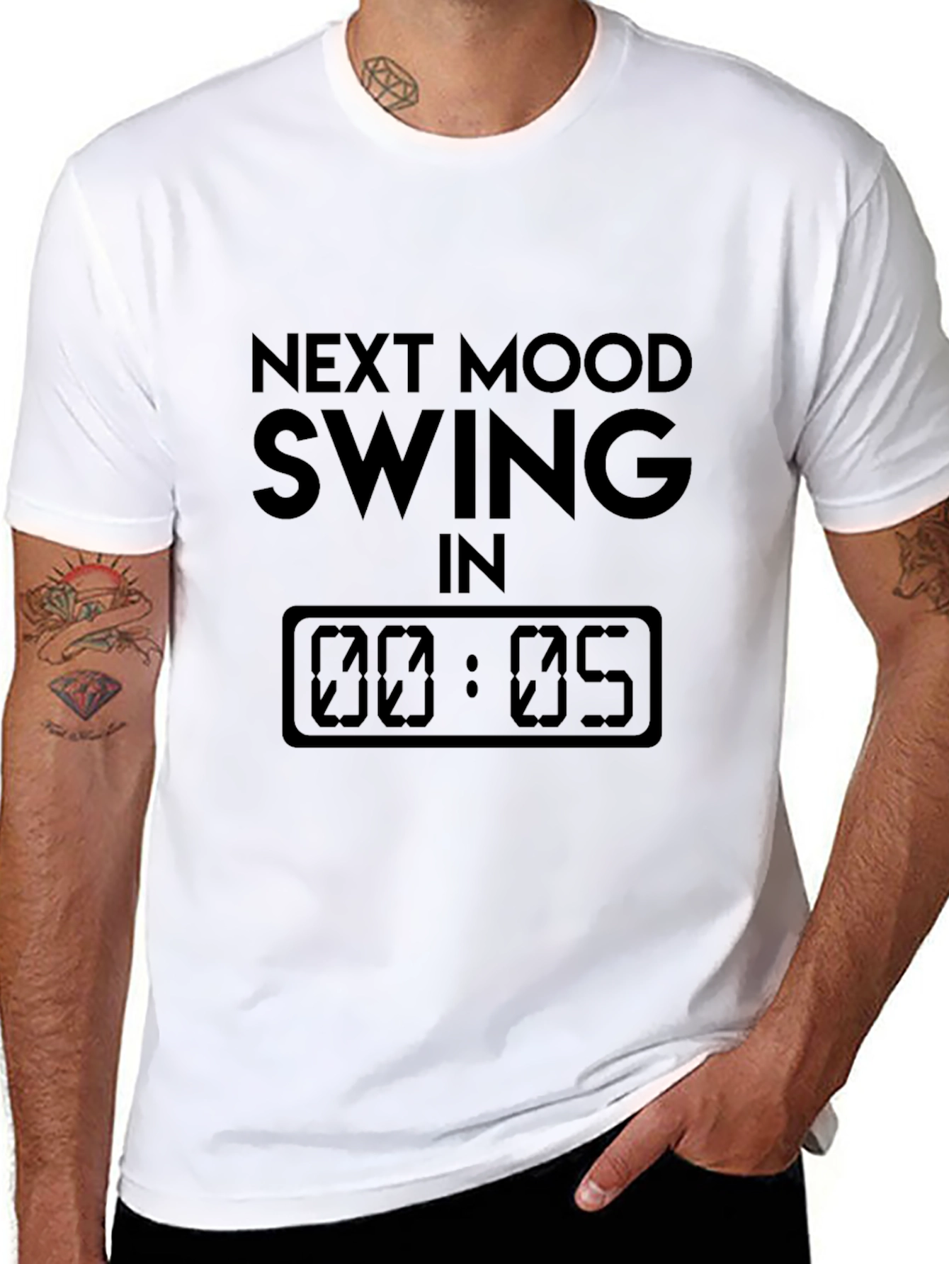 Humorous Next Mood Swing Black Graphic T-Shirt