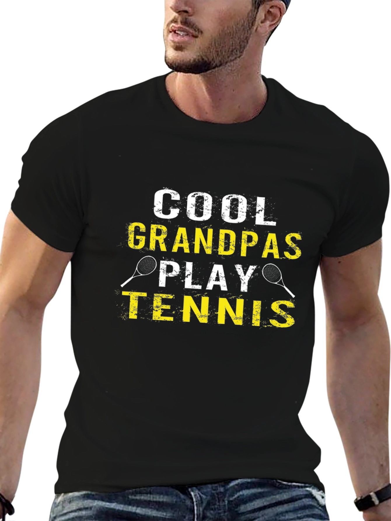 Cool Grandpas Play Tennis Graphic Tee
