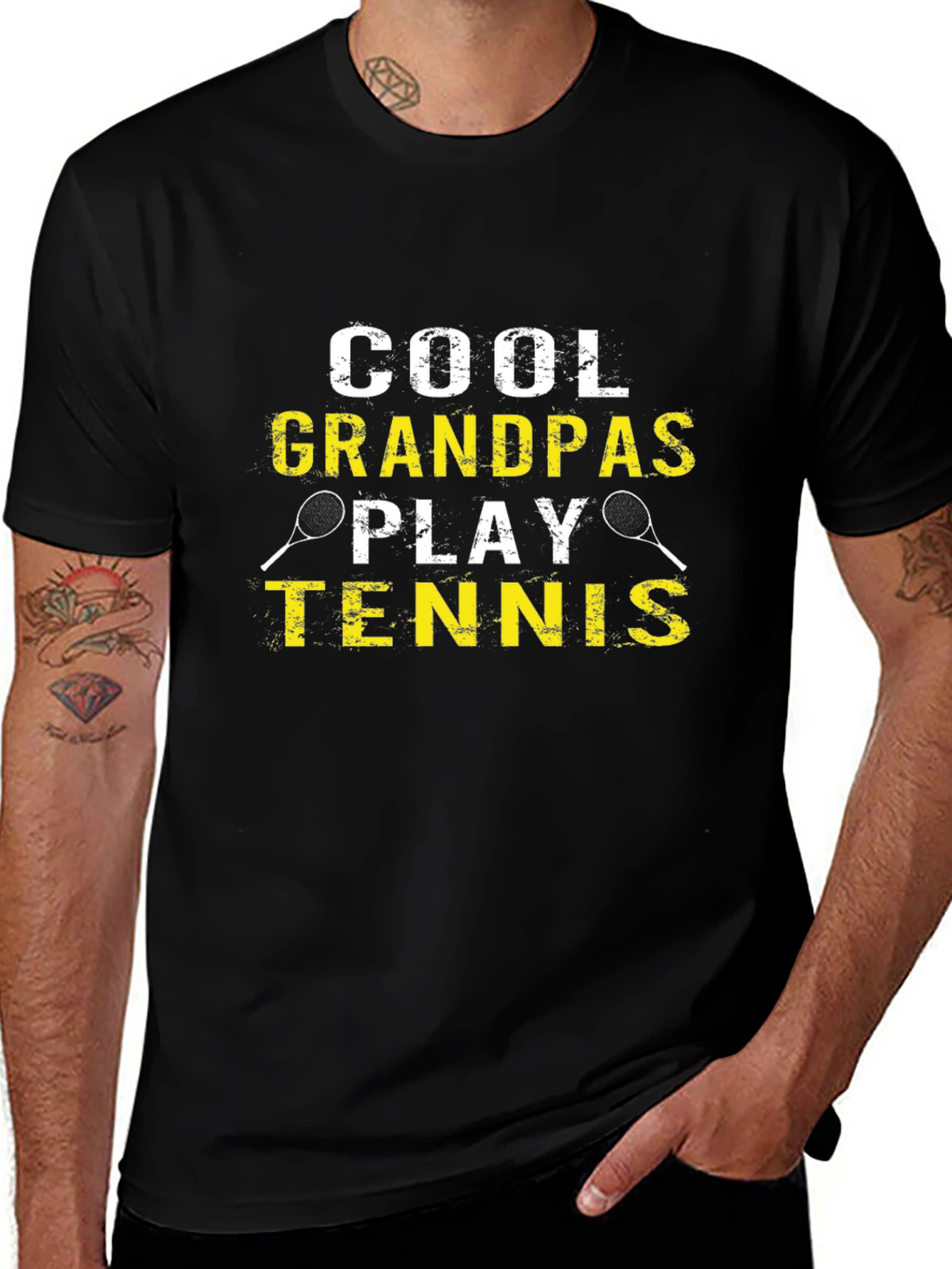 Cool Grandpas Play Tennis Graphic Tee
