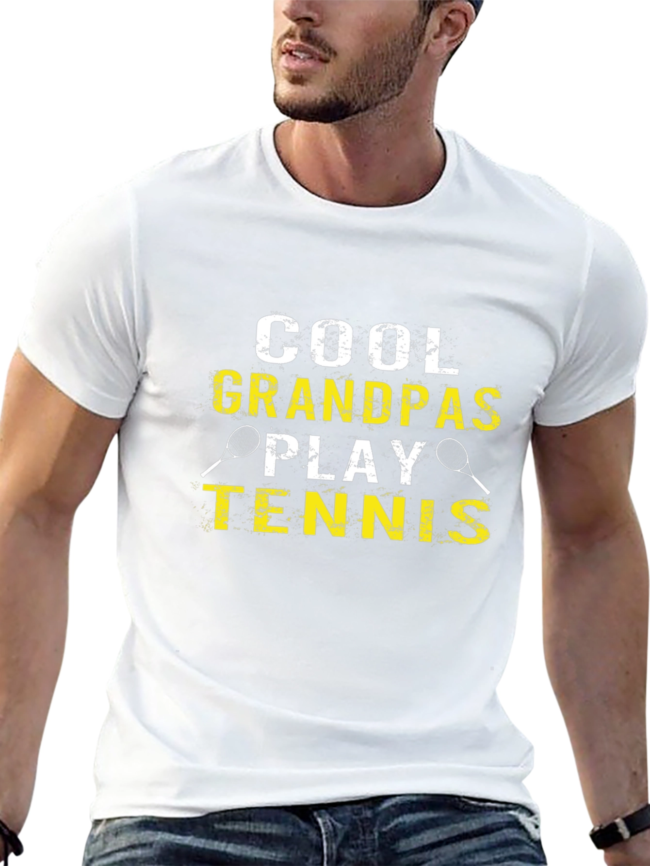 Cool Grandpas Play Tennis Graphic Tee