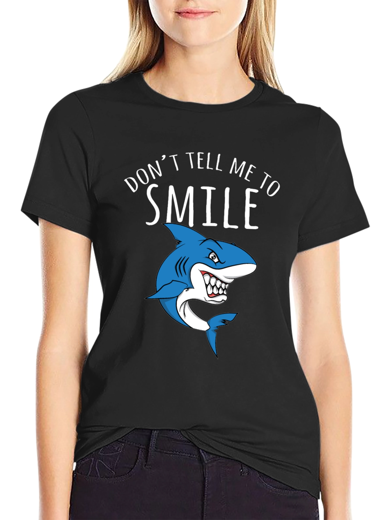 Shark Smile Graphic Tee - Black