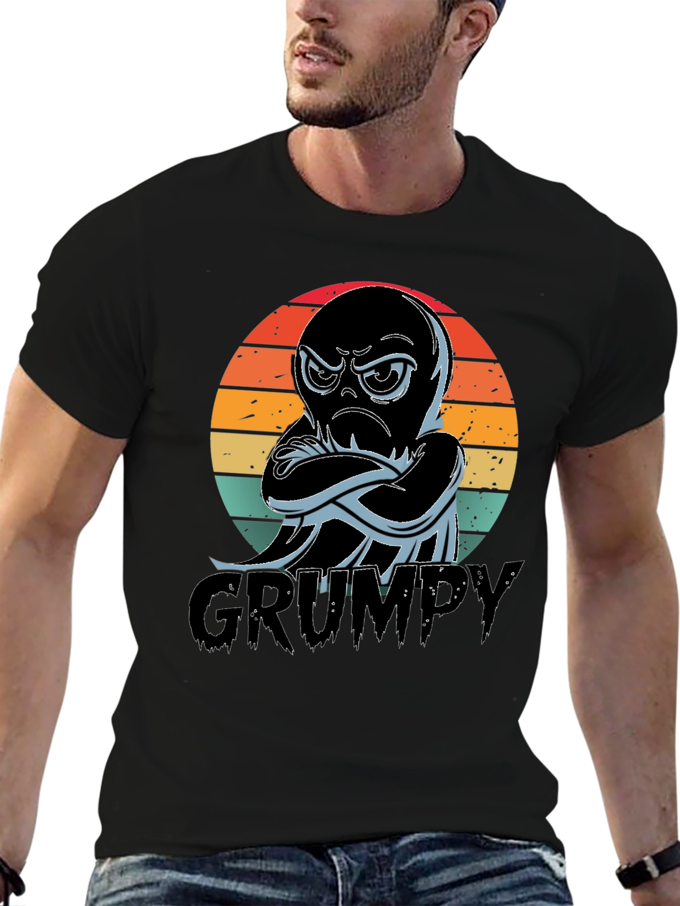 Grumpy Octopus T-Shirt - Mens Black Tee