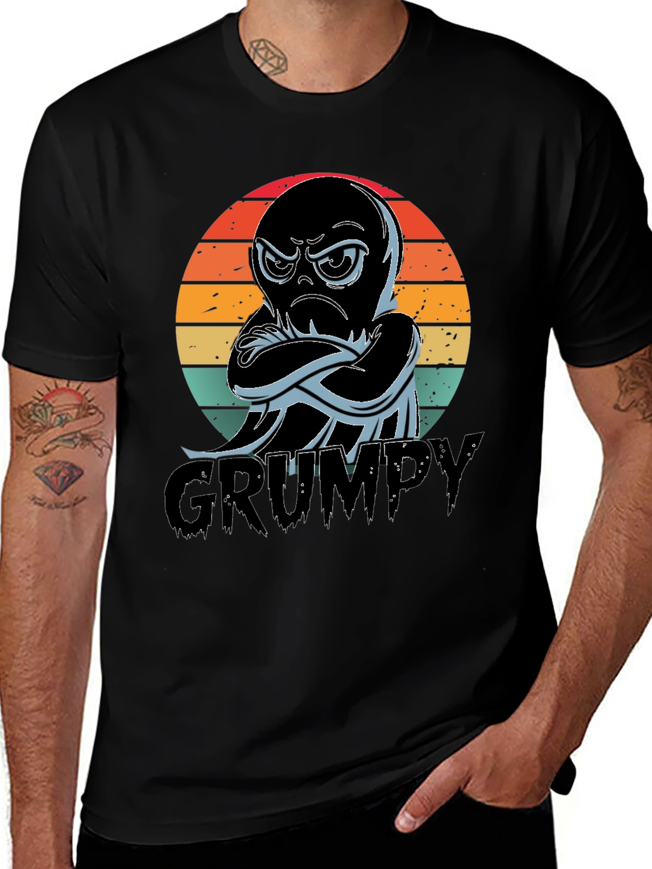 Grumpy Octopus T-Shirt - Mens Black Tee