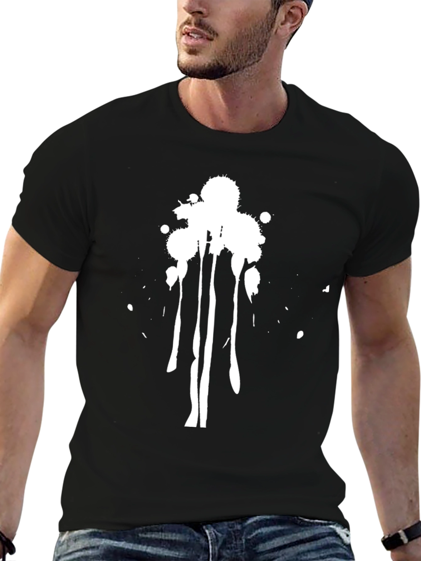 Abstract Splatter Graphic Tee - Mens Black T-Shirt