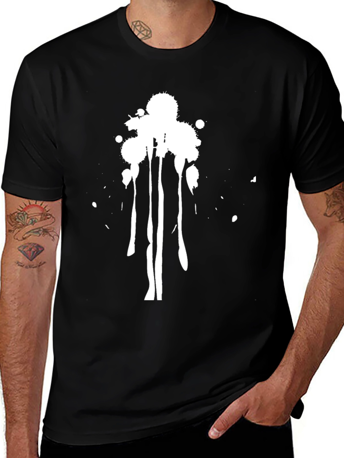 Abstract Splatter Graphic Tee - Mens Black T-Shirt