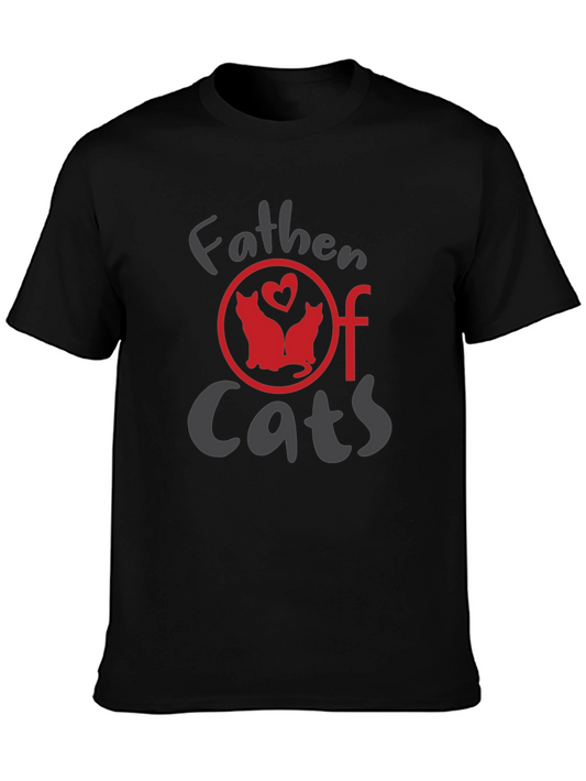 Father of Cats Black Graphic Tee - Cat Lover Gift