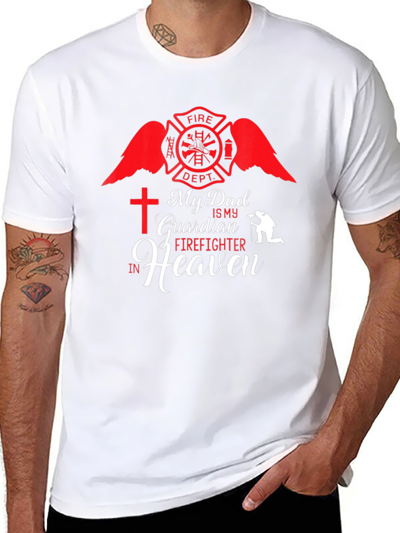 My Dad is My Guardian Firefighter in Heaven T-Shirt