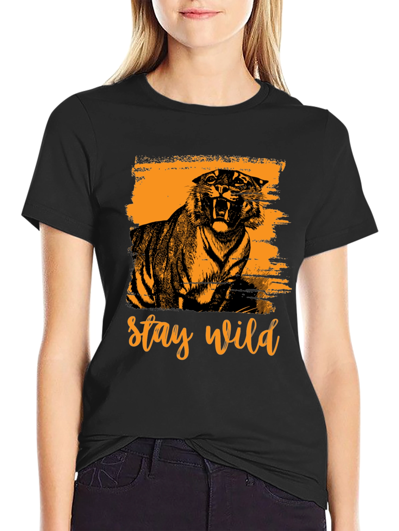 Stay Wild Tiger Graphic Tee - Black