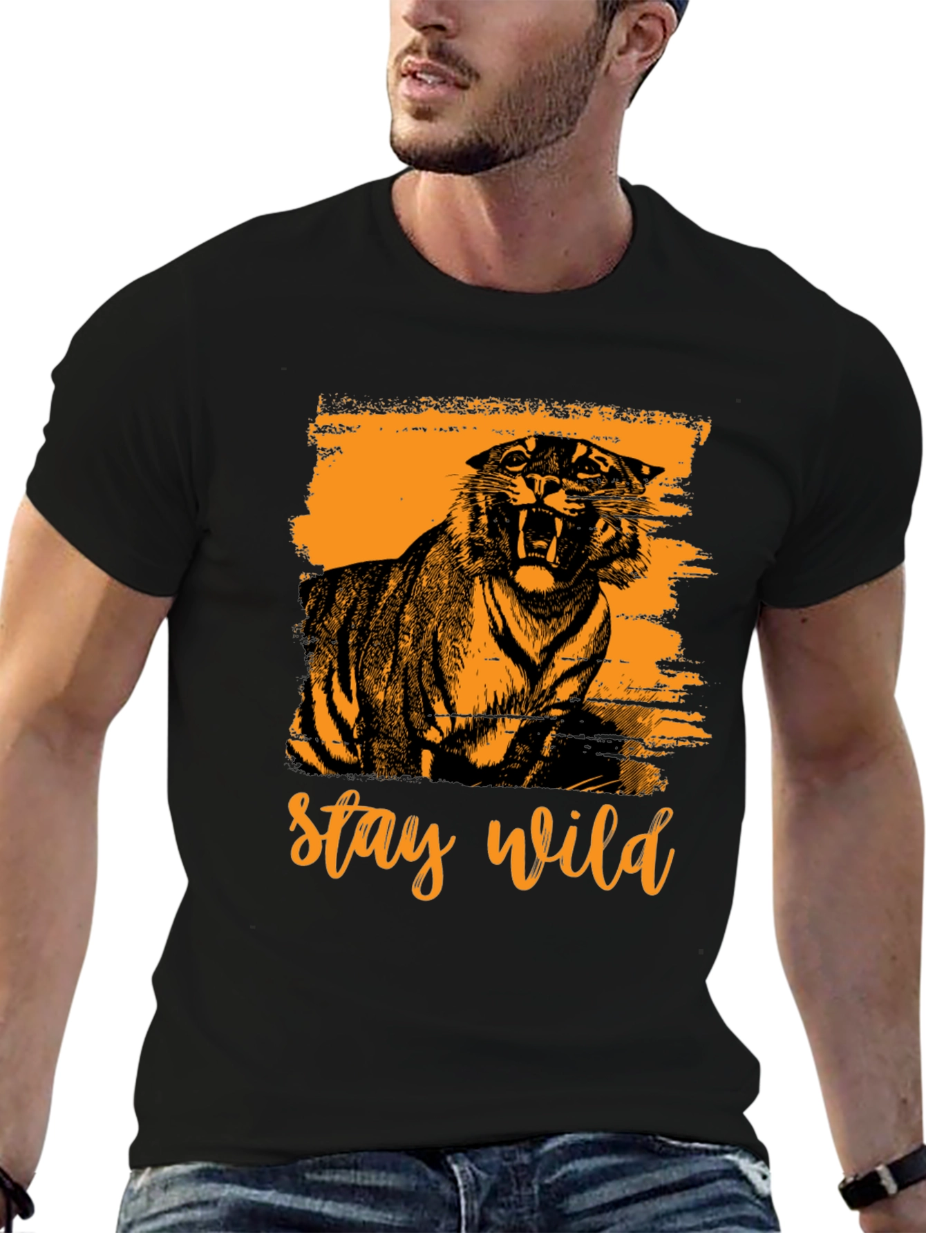 Stay Wild Tiger Graphic Tee - Black