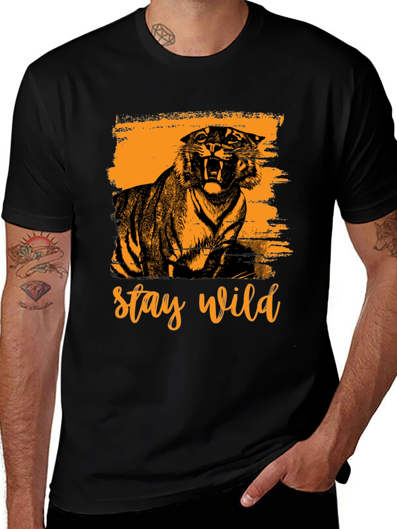 Stay Wild Tiger Graphic Tee - Black